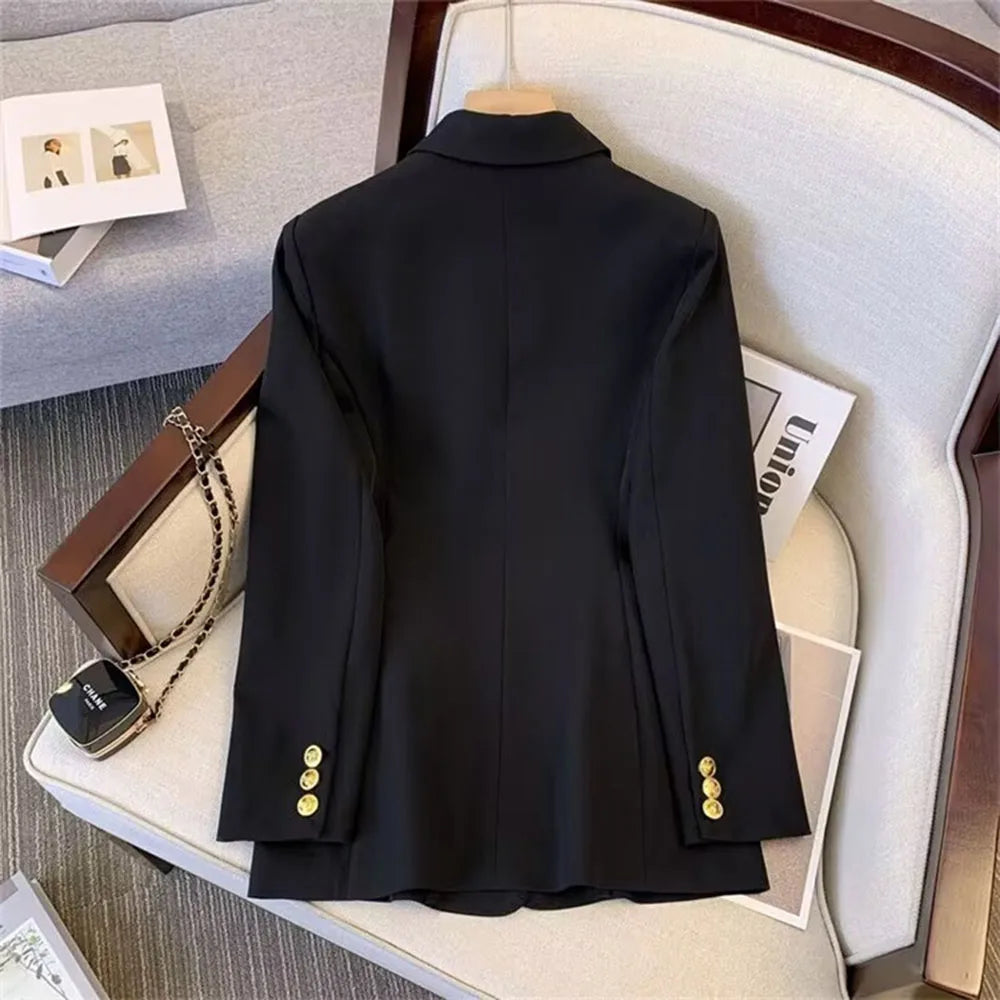 Fashion Blazer Women 2024 Spring Casual Long Sleeve New In Outerwears Slim Black Double Blazers Feminino Jackets Streewear