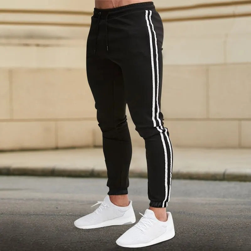 Spring and Autumn Men's Casual Pants 2025 Back to School New Trend Korean Black and White Stripes Slim LEGGING Trend Bound Feet