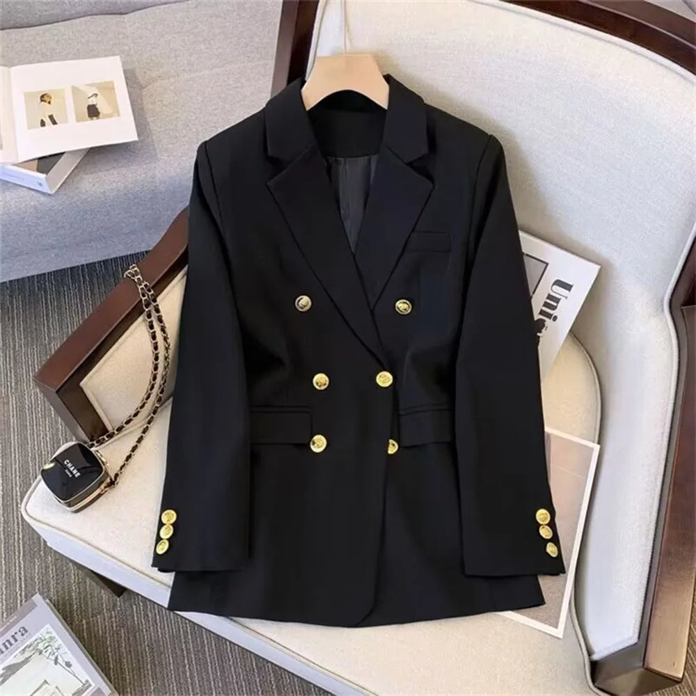 Fashion Blazer Women 2024 Spring Casual Long Sleeve New In Outerwears Slim Black Double Blazers Feminino Jackets Streewear